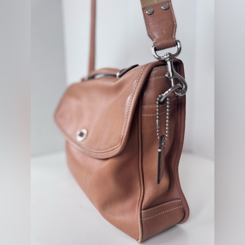 Vintage 90s Y2K COACH F70101 Tan Leather Briefcase Messenger Bag - Picture 3 of 16